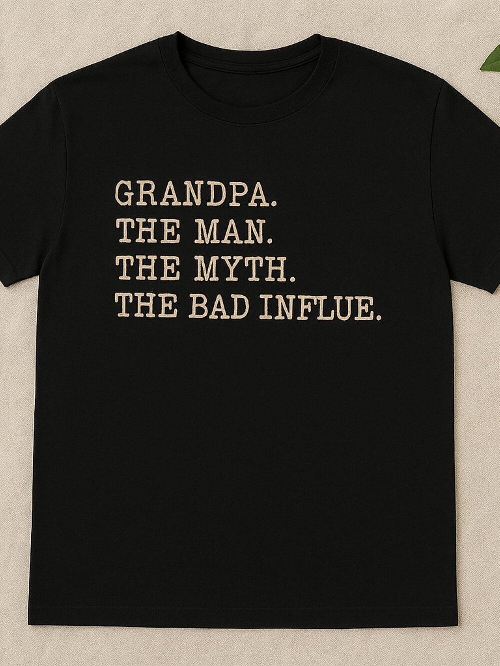 Grandpa The Man The Myth The Bad Influence Funny Graphic T-Shirt Black Tee